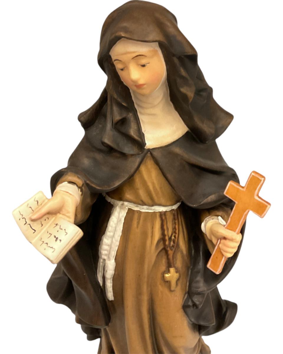 Statue of Saint Caterina Troiani in Val Gardena Wood, Hand-Painted
