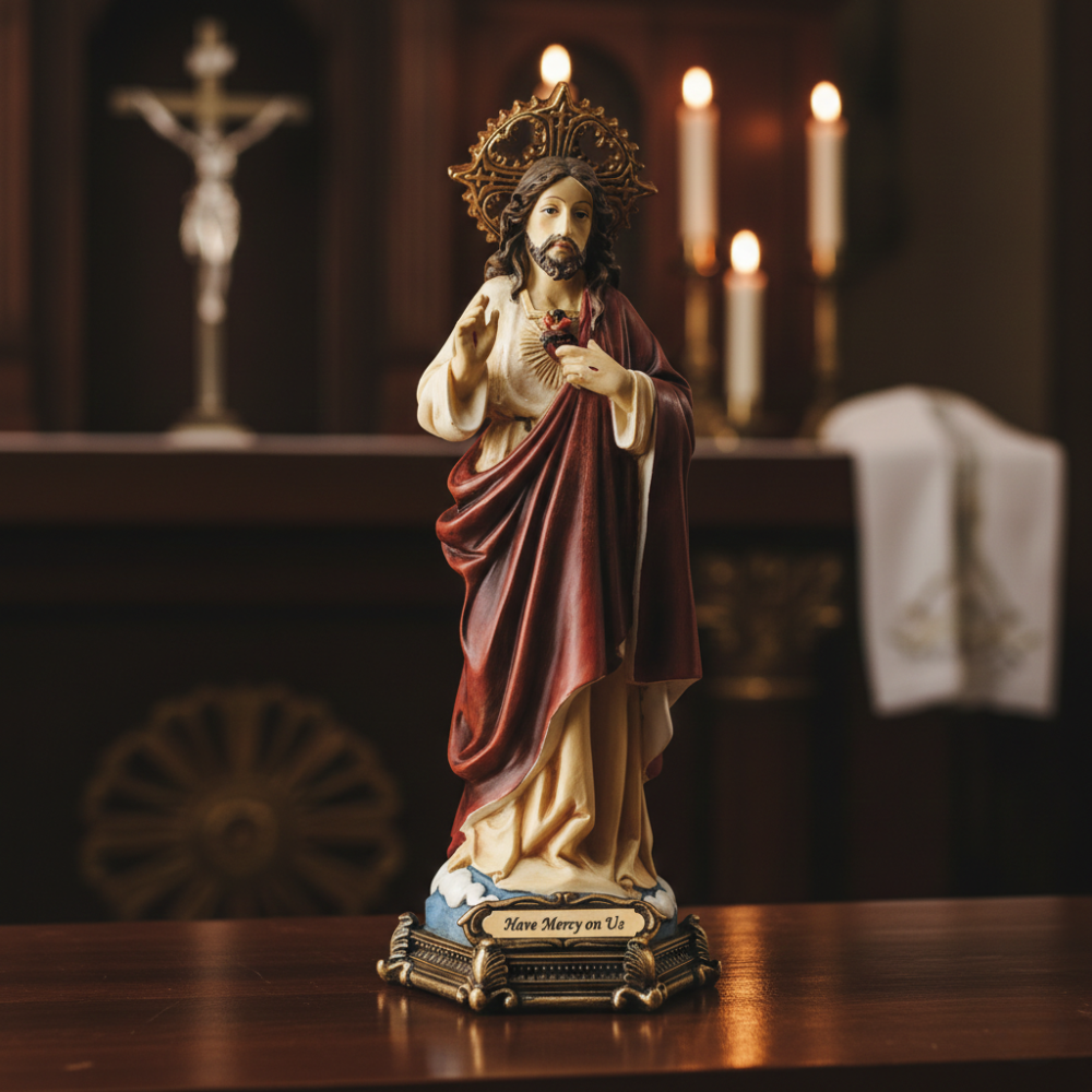 9" Sacred Heart of Jesus Resin Statue