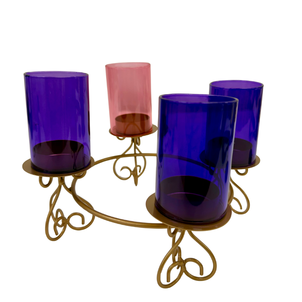 8 1/4" Advent Candle Holder with Coloured Glasses