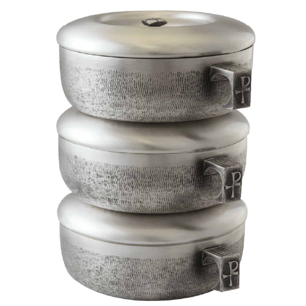 3pc. Stacking Ciboria Set, Silver-ox Gold Line-Textured