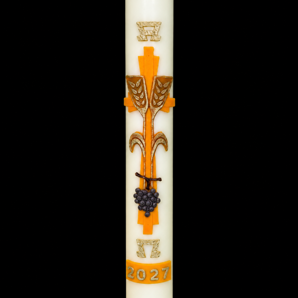 51% Beeswax Yellow Wheat & Grapes Paschal Candle