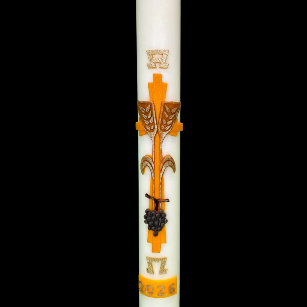 51% Beeswax Yellow Wheat & Grapes Paschal Candle