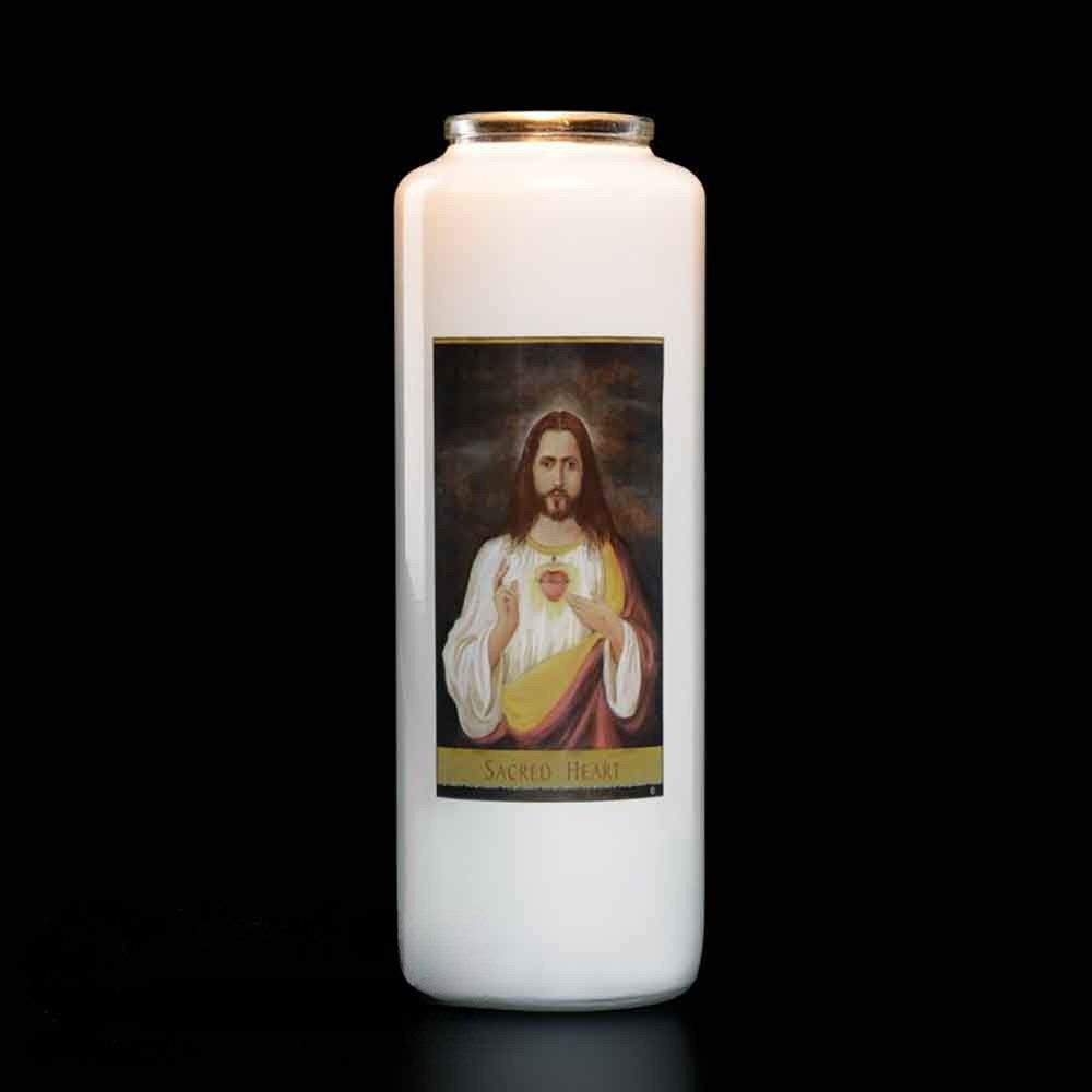 6 Day Sacred Heart Glass Devotional Light