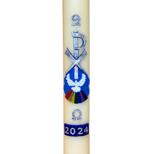 Chi-rho with Dove Paschal Candle