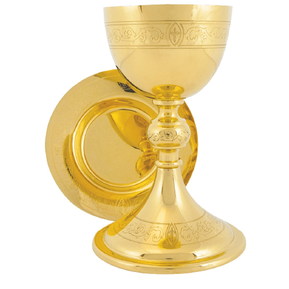 Chalice w/ 6 3/8" Deep Well Paten, Engraved Design
