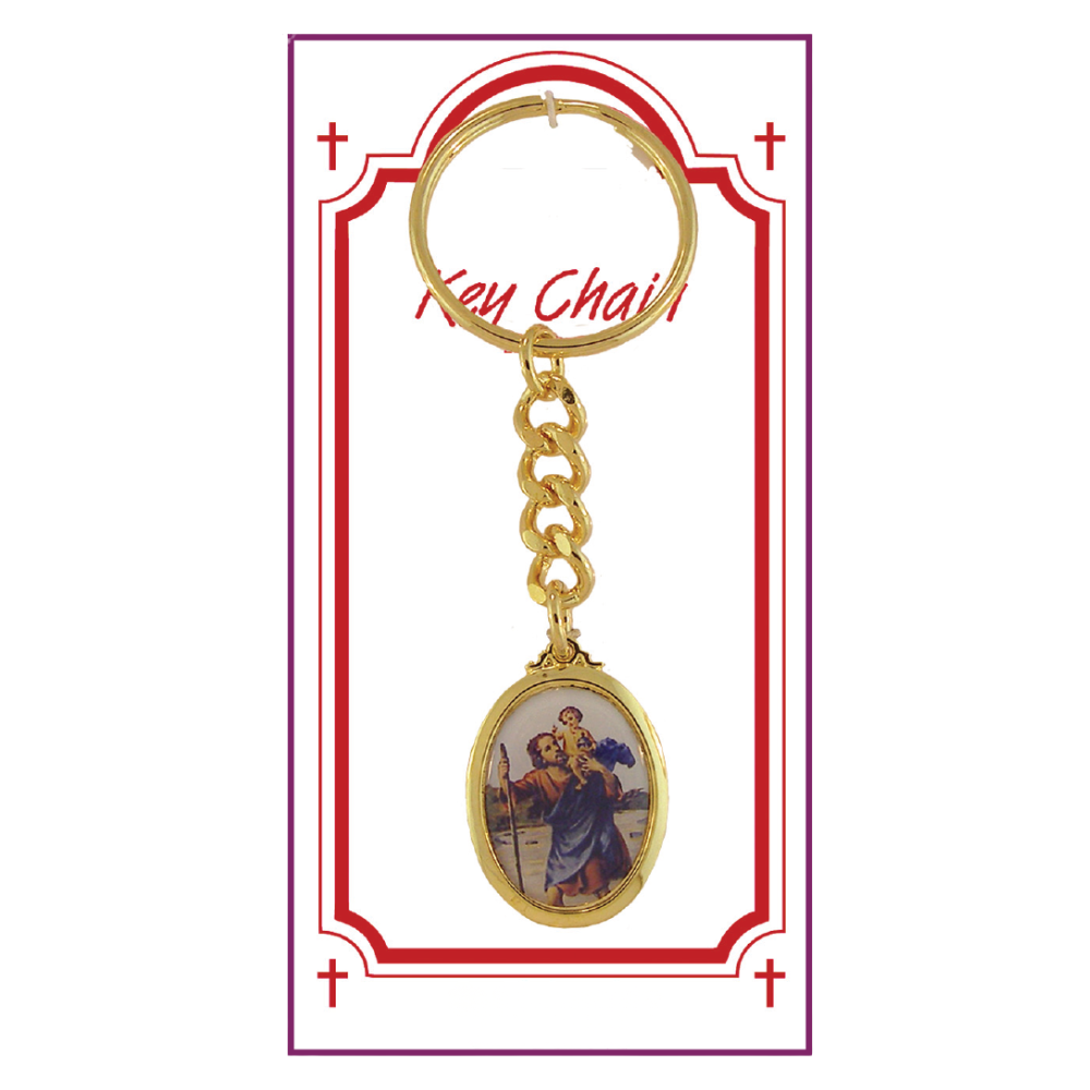 St Christopher Gold Plated Key Chain
