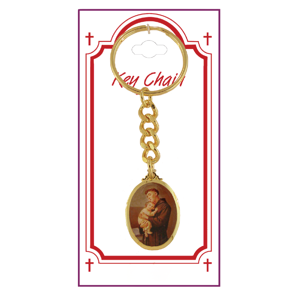 St Anthony Gold Plated Key Chain