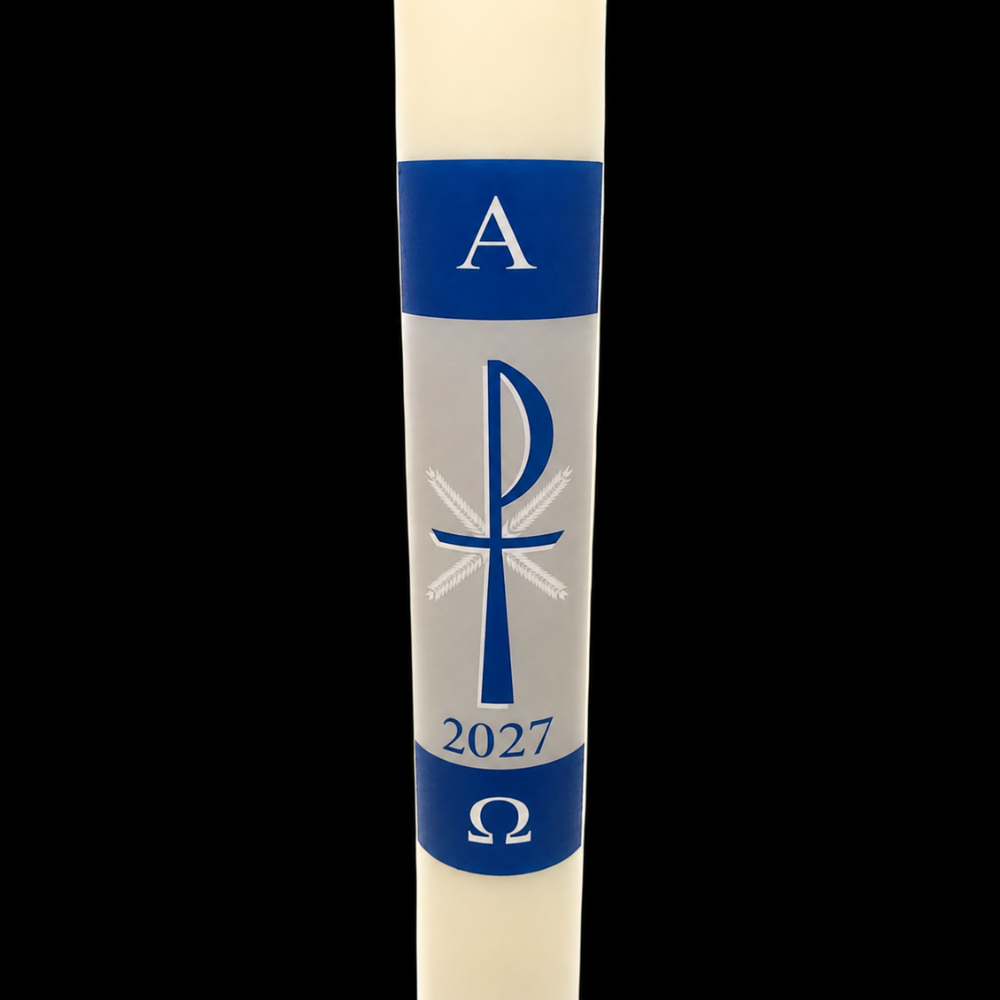 Blue Chi-Rho Paschal Candle