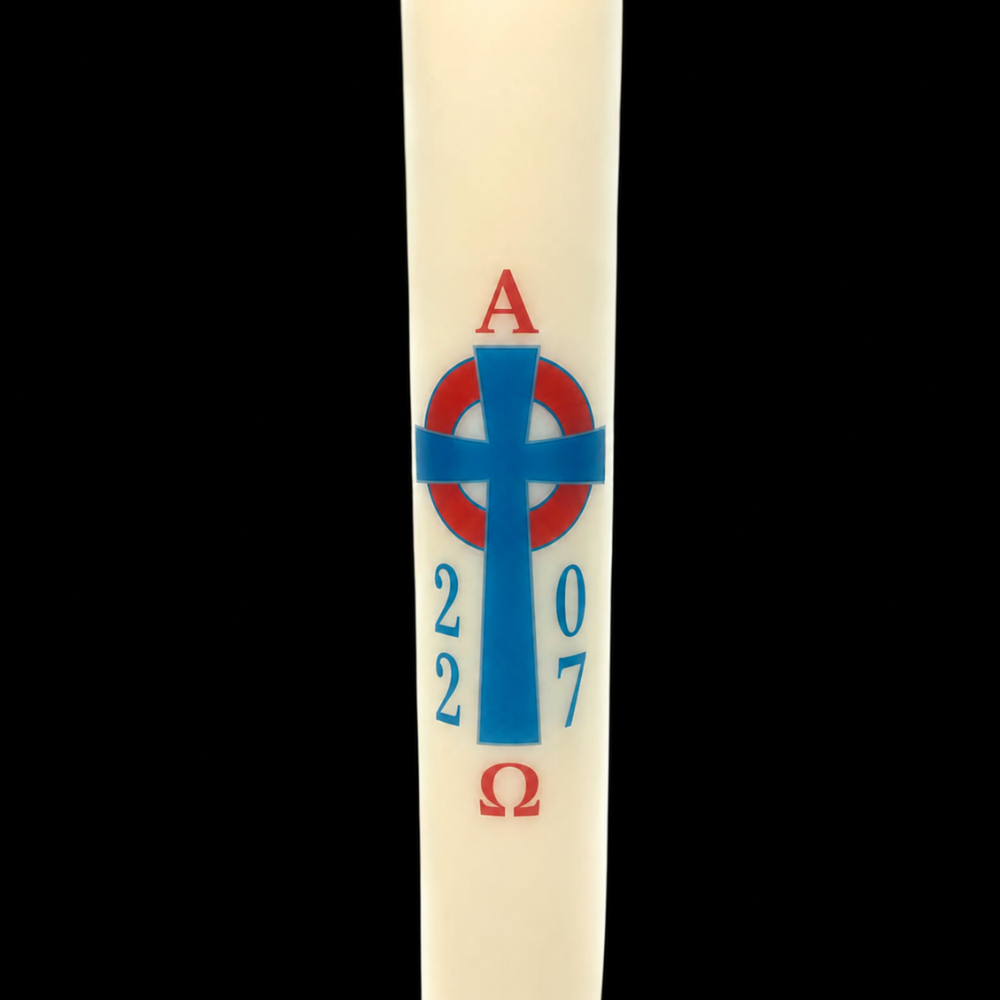 Blue and Red Celtic Cross Paschal Candle