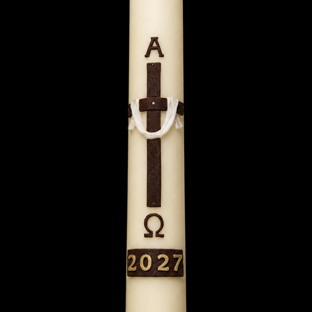 Brown Cross & Cloth Paschal Candle