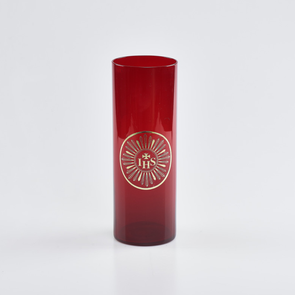 Red Sanctuary Glass with Gold IHS Emblem