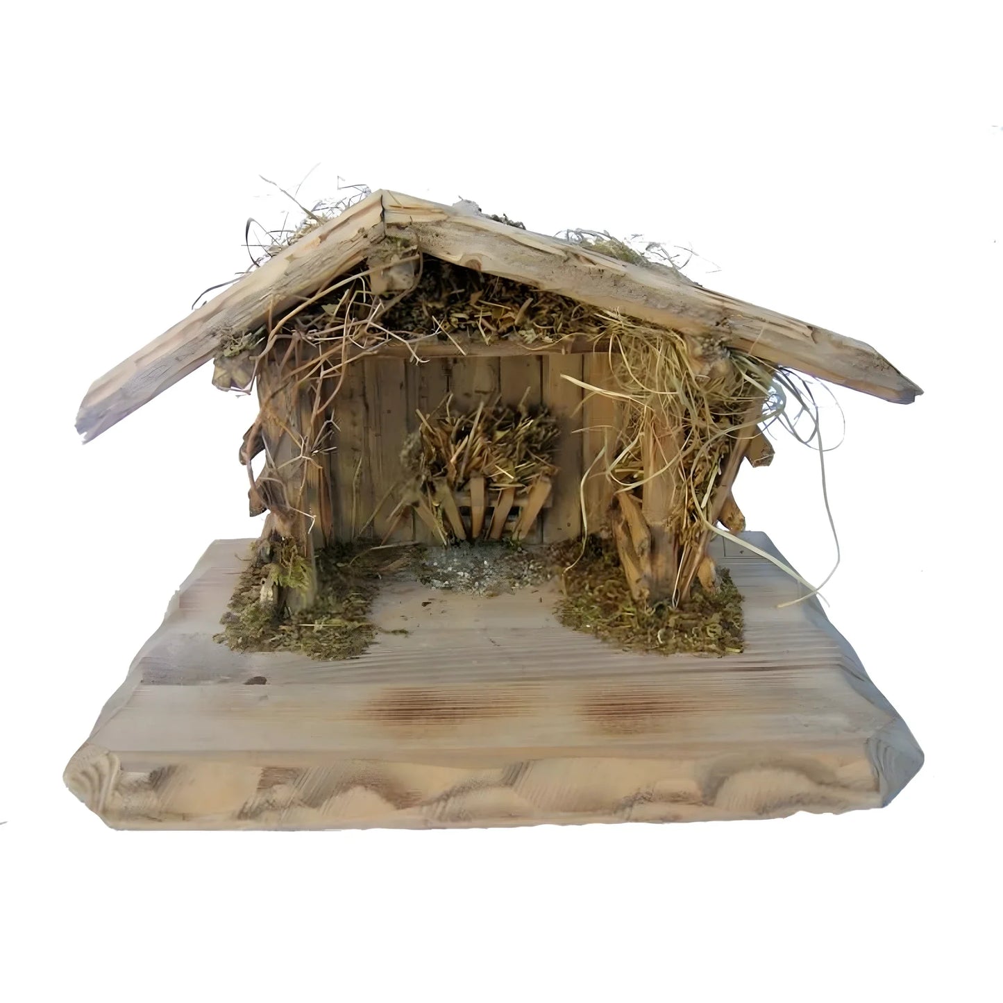 Rustic Linden Wood Stevia Stable for Christmas Nativity Scenes