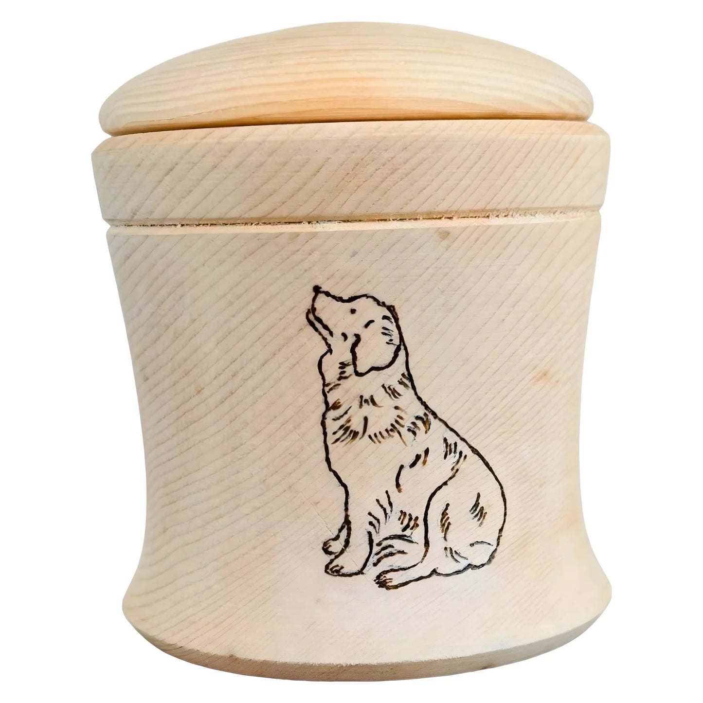 Commemorative Urn Box for Ashes with Pyrographed Dog | Maple Wood 10 cm