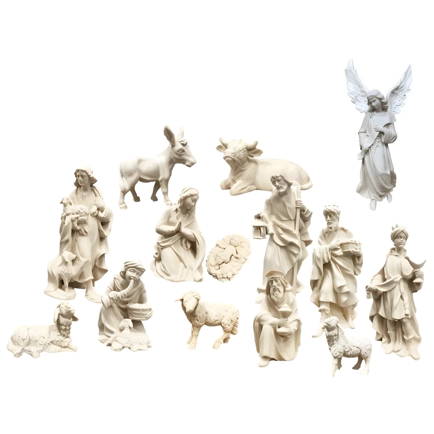 Hand Carved Wooden 15pc Nativity Set | 15 Figures