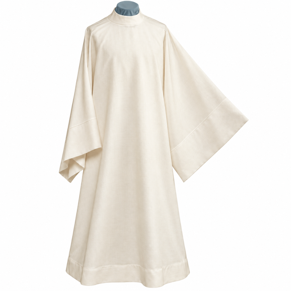 Concelebration Alb Ivory Linen-Look Polyester