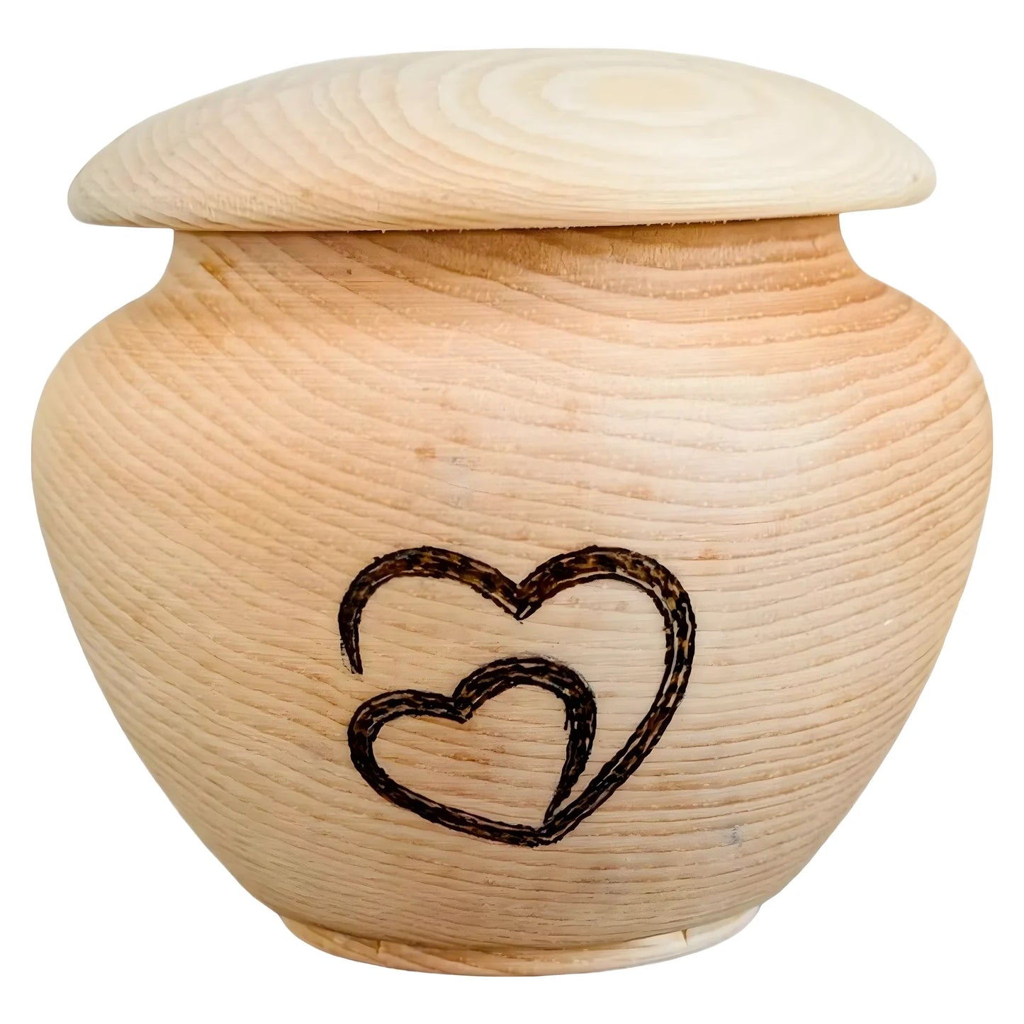 Handcrafted Round Container with Engraved Hearts – Val Gardena Wood