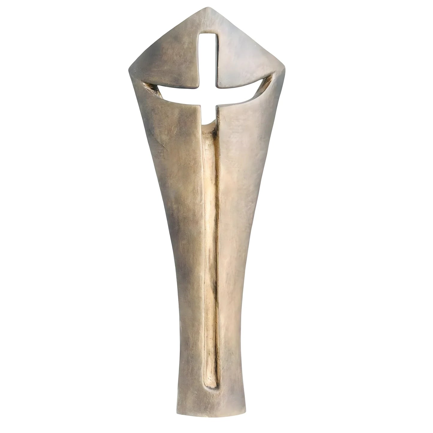 Modern Stylized Crucifix in Natural Wood – Val Gardena Craftsmanship