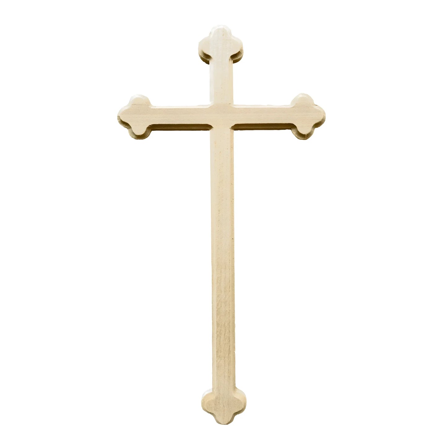 Elegant Three-lobed Cross in Val Gardena Wood with Gilded Details