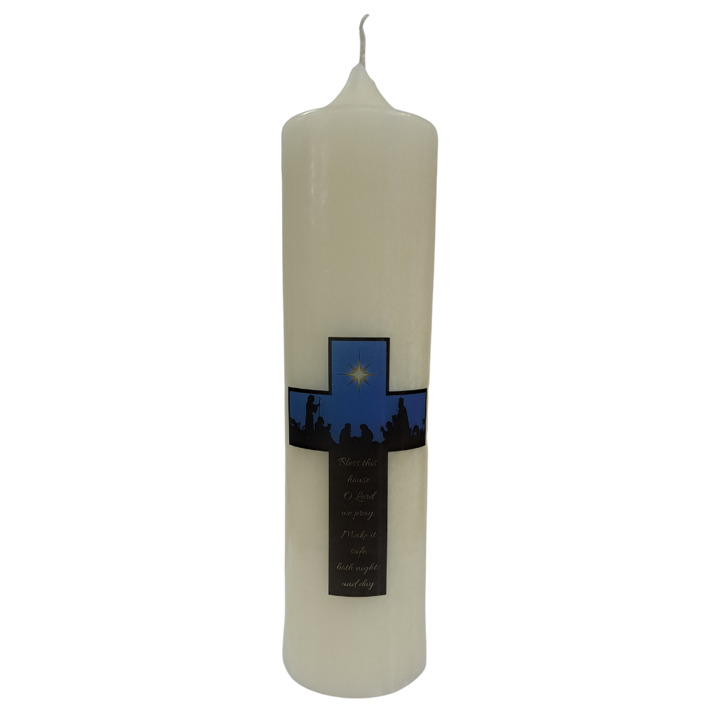 3" x 12" Home Christmas Candle with Nativity Scene