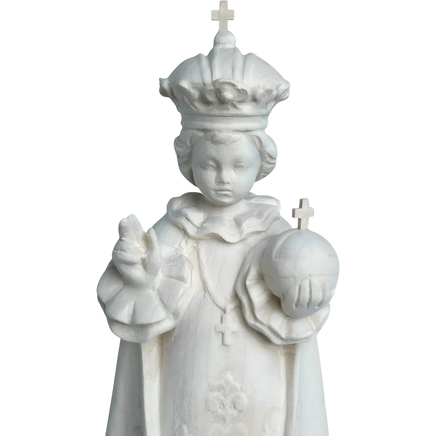 Infant Jesus of Prague Polychrome Hand-Carved Wooden Statue