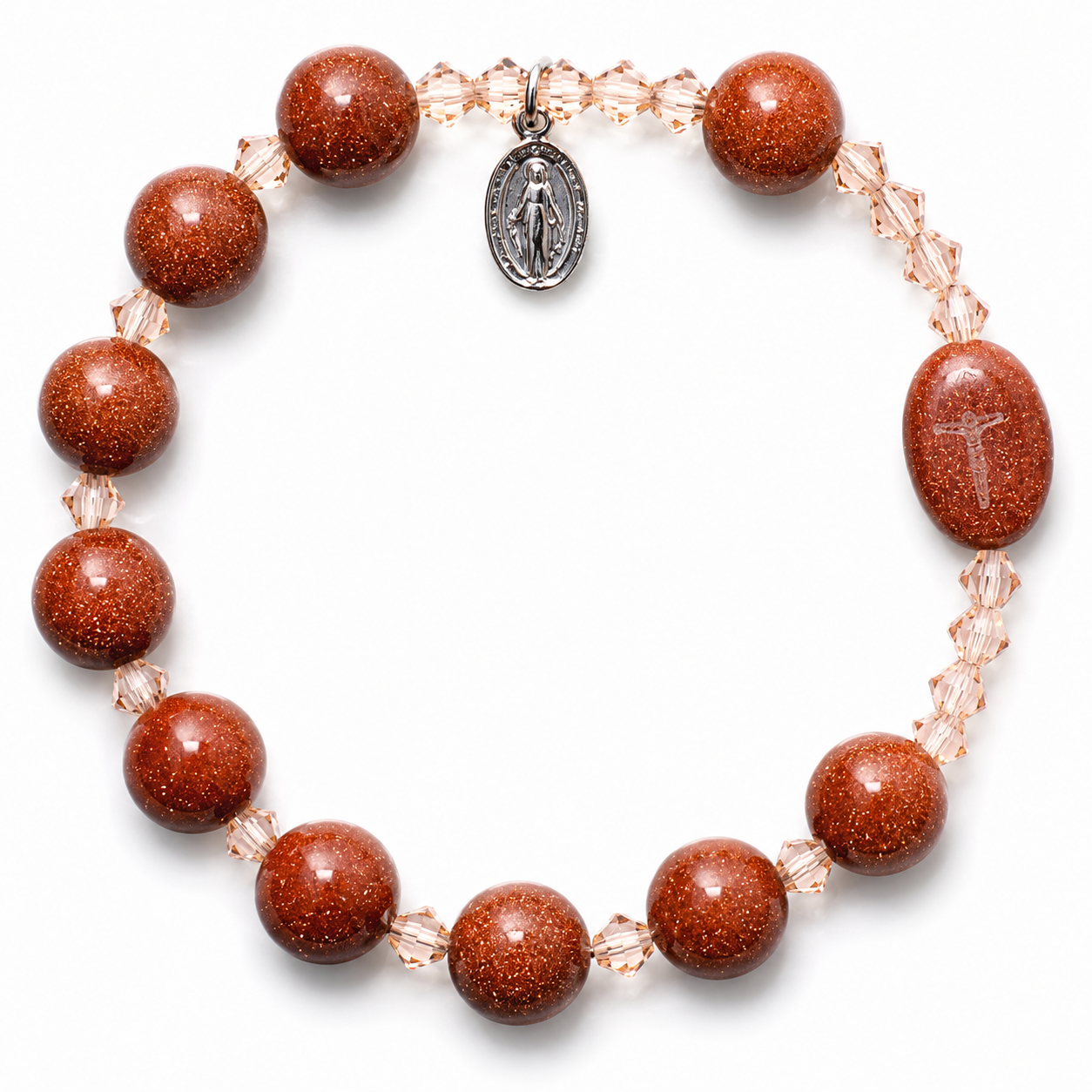 Gold Stone Rosary Bracelet