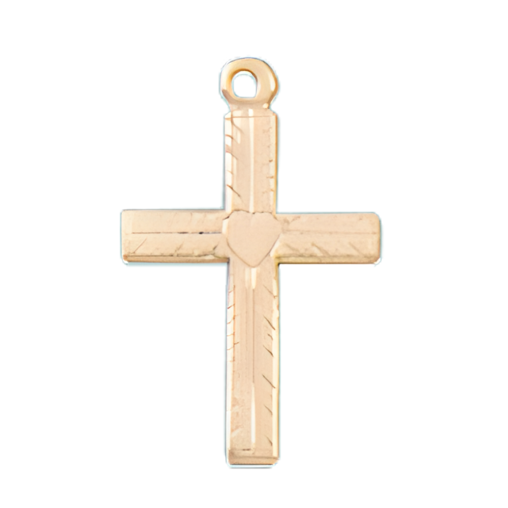 14CT Solid Gold Polished Heart Cross Pendant