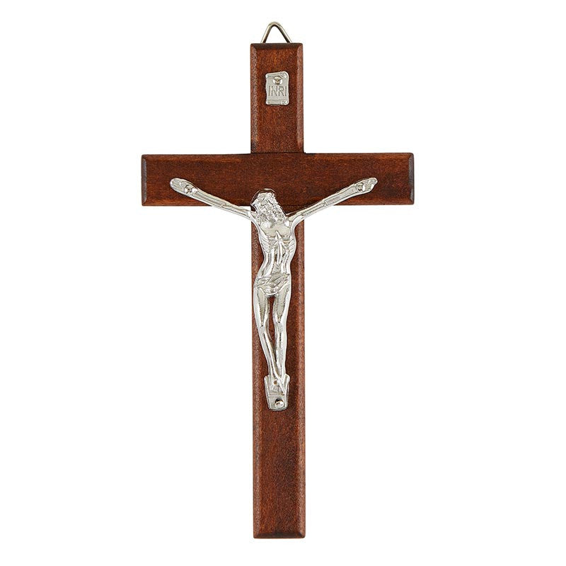 6" Brown Wood Wall Crucifix