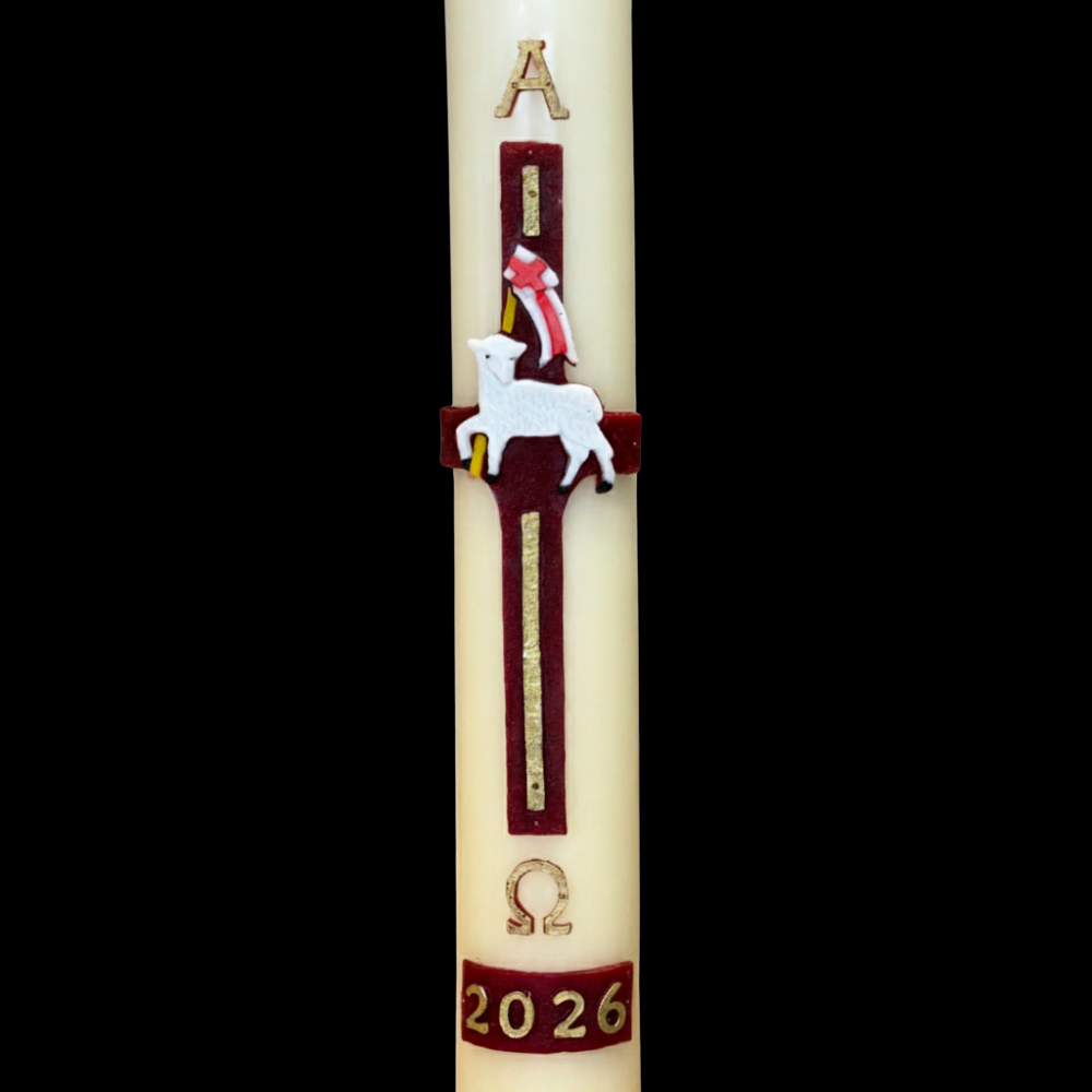 51% Beeswax Lamb Of God with Flag Paschal Candle