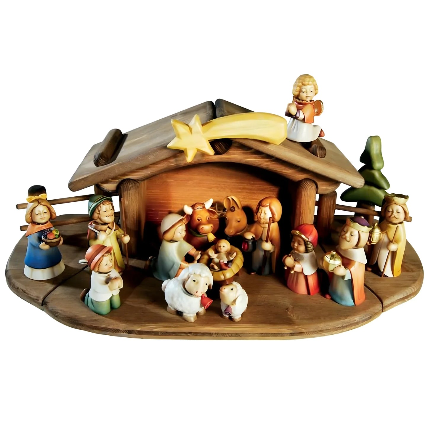 Handmade 14pc Aurora Nativity Scene with Stable