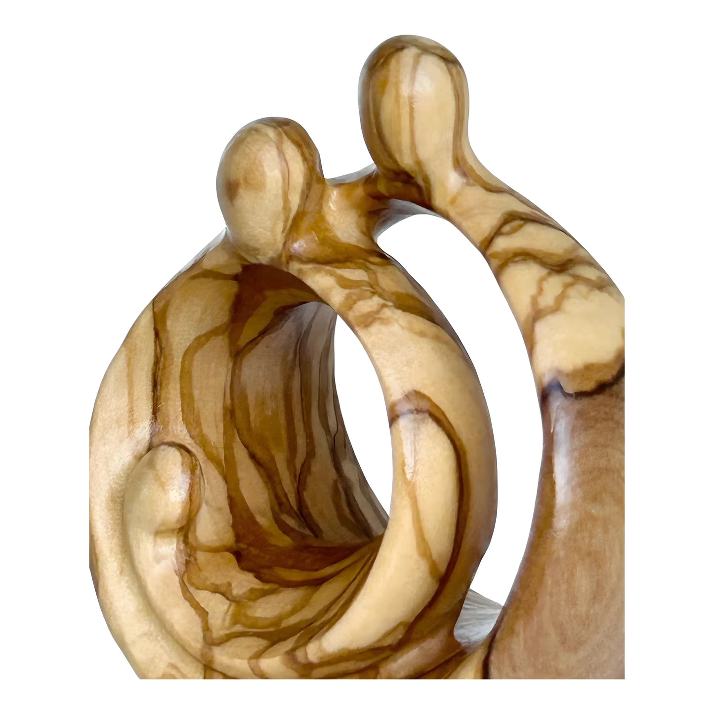 Modern Stylized Nativity Scene in Maple Wood – Family Embrace Sculpture