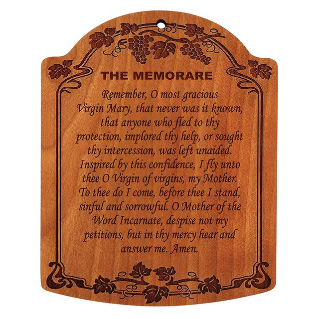 10" The Memorare Carved Wood Plaque