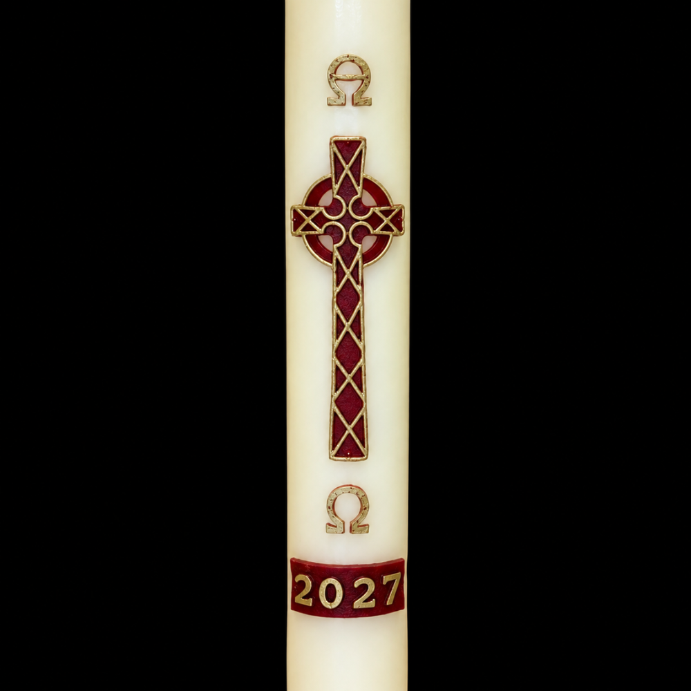 Red Celtic Cross Paschal Candle