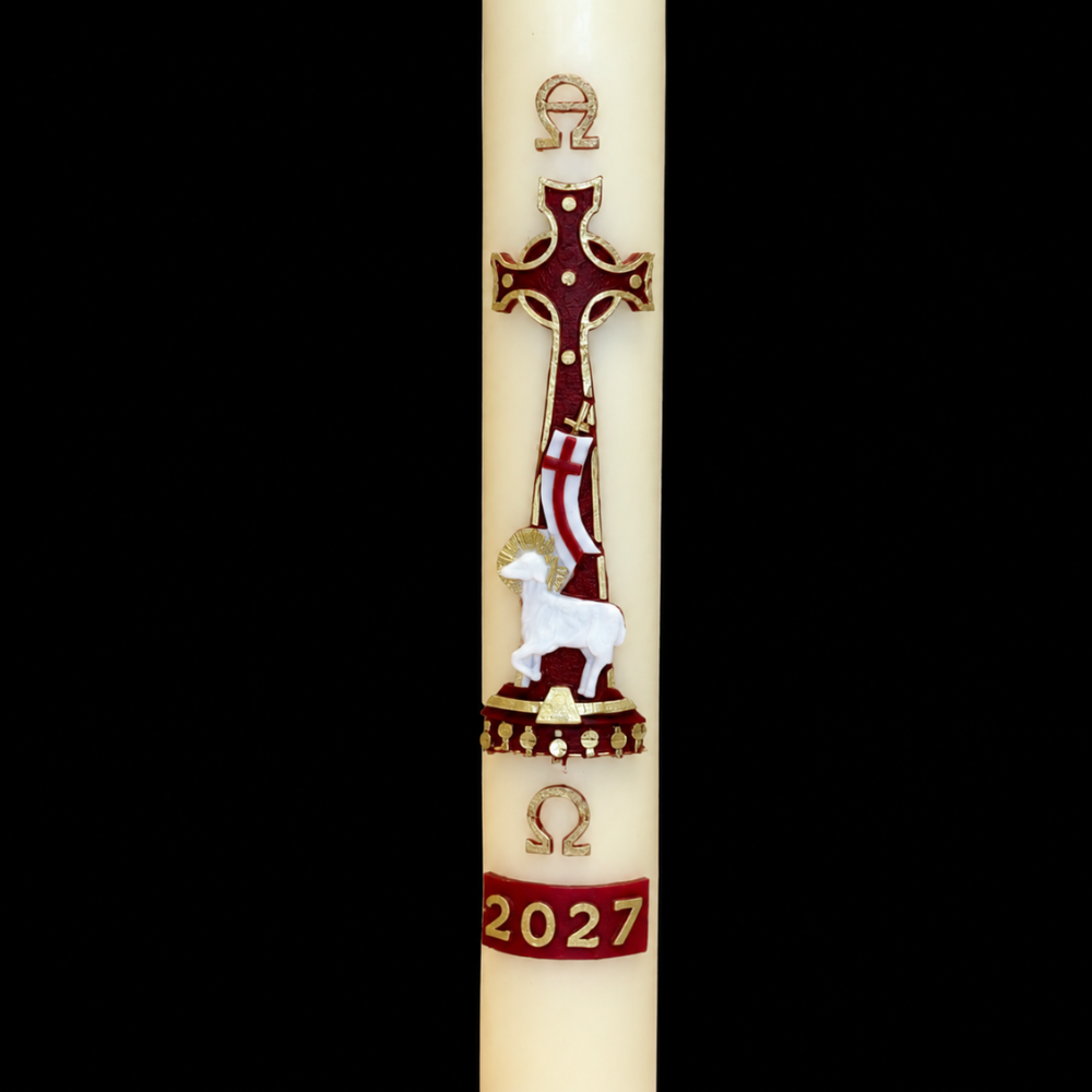 Red Lamb of God Paschal Candle