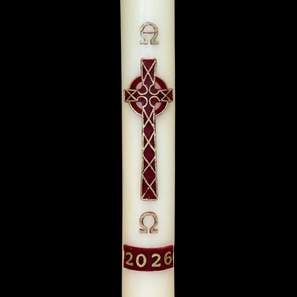 Red Celtic Cross Paschal Candle