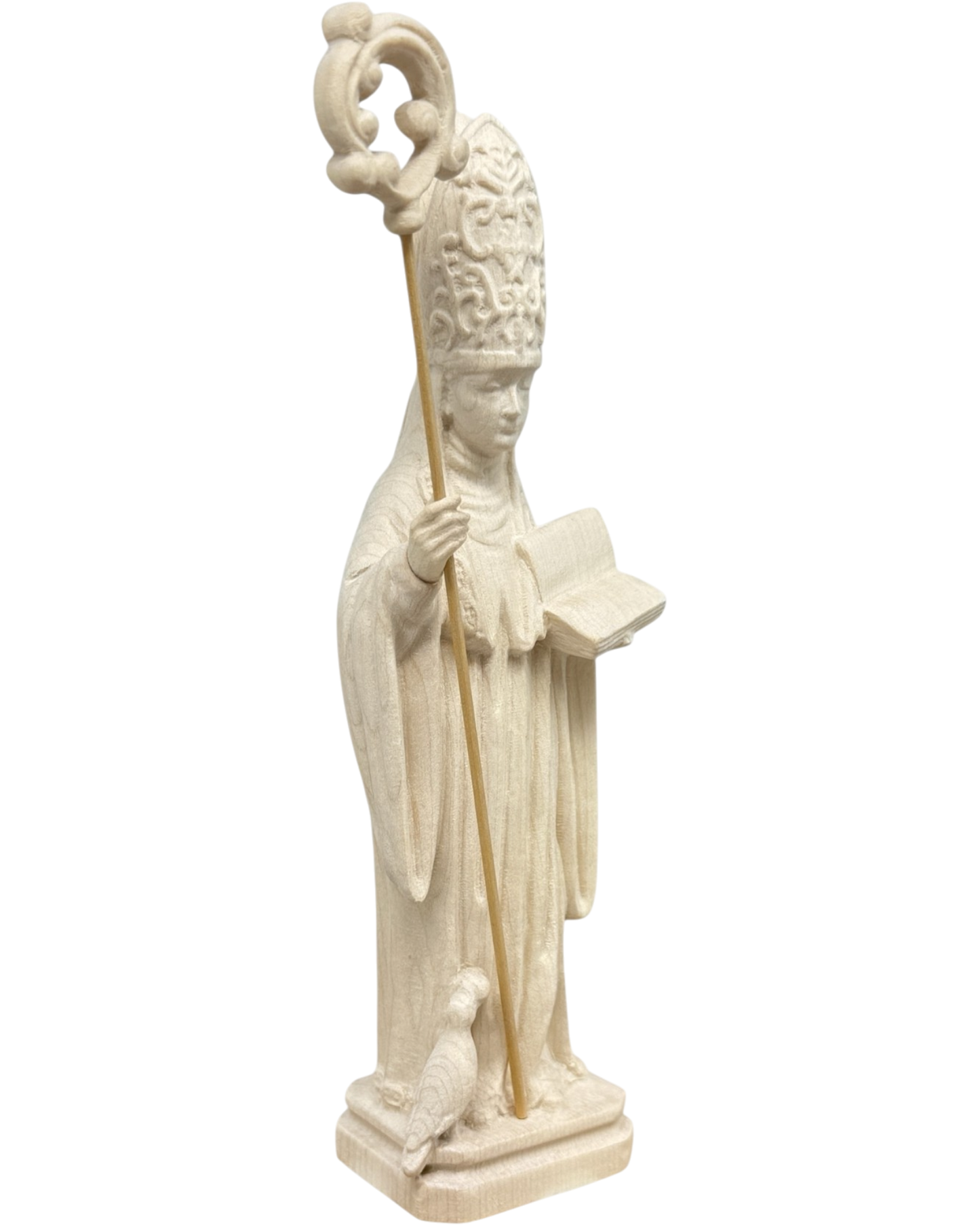 Saint Benedict of Norcia: Hand-Carved Wooden Statue from Val Gardena