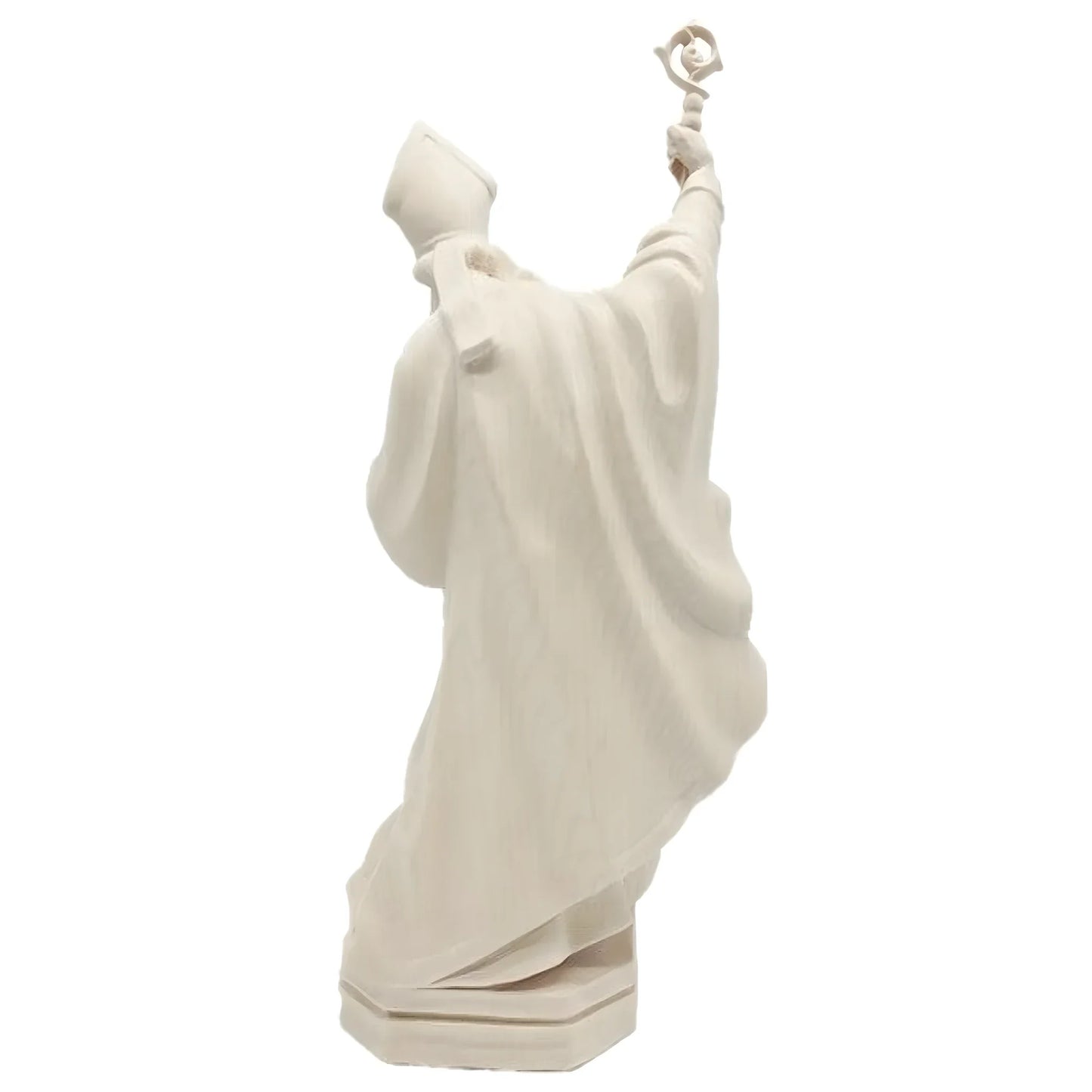 Sculpture of Saint Richard Bishop with Crozier and Book in Val Gardena Wood