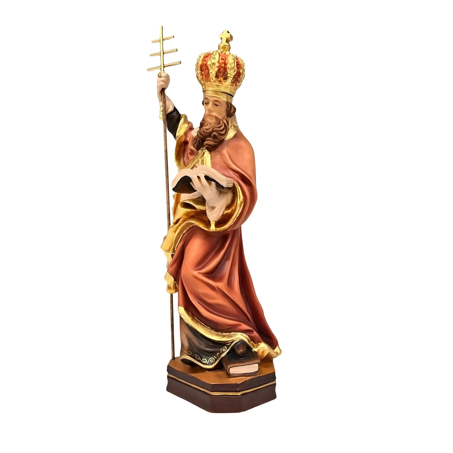 Statue of Saint Celestine V, Pope and Hermit | Sacred Sculpture in Val Gardena Wood