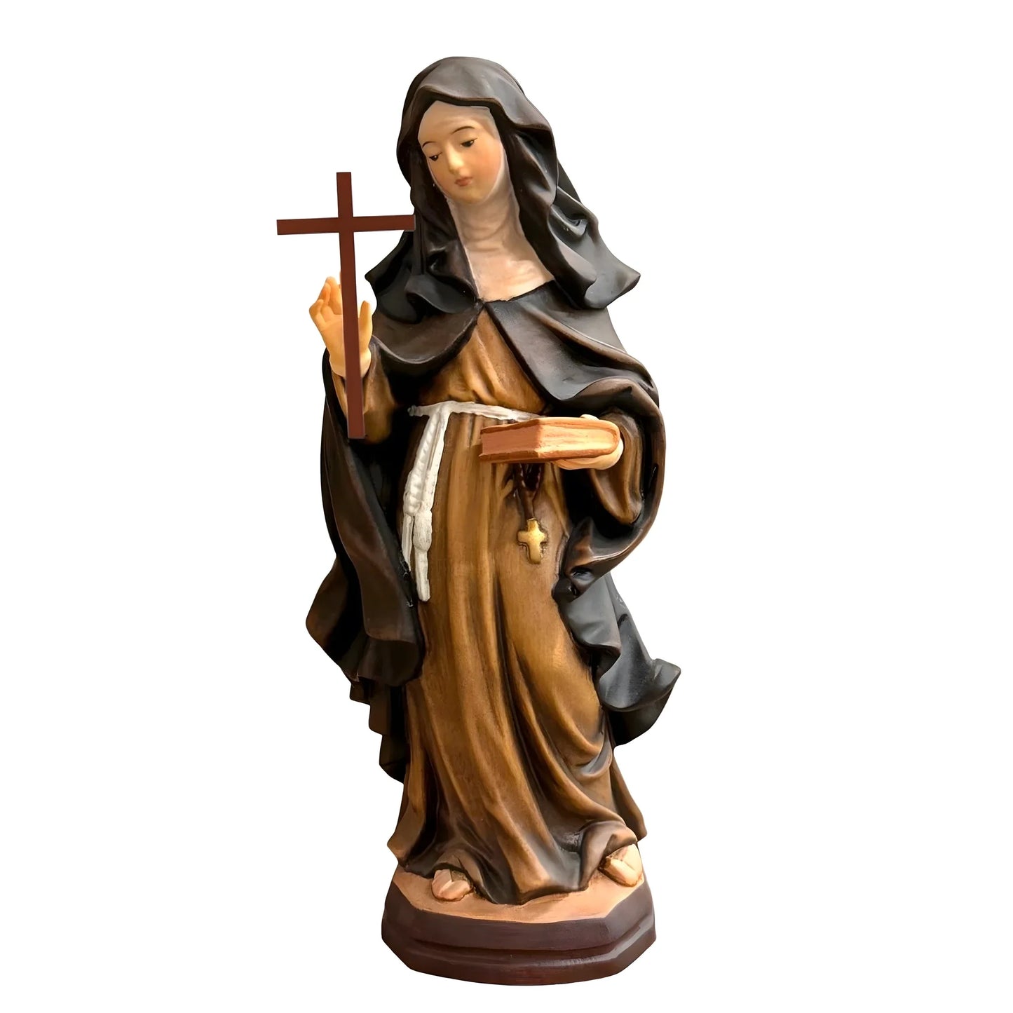 Hand Carved and Painted Wooden Statue of Saint Angela of Foligno