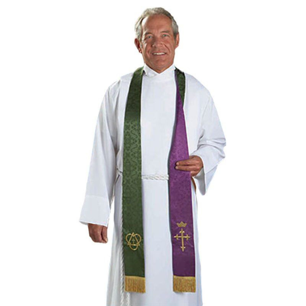 Jacquard Reversible Stole Green/Purple