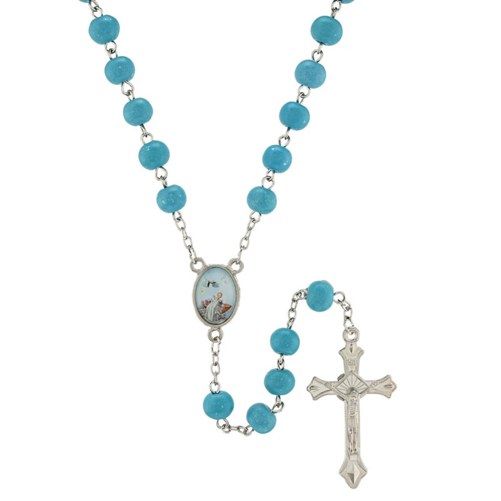 Blue Baptism Rosary with Case