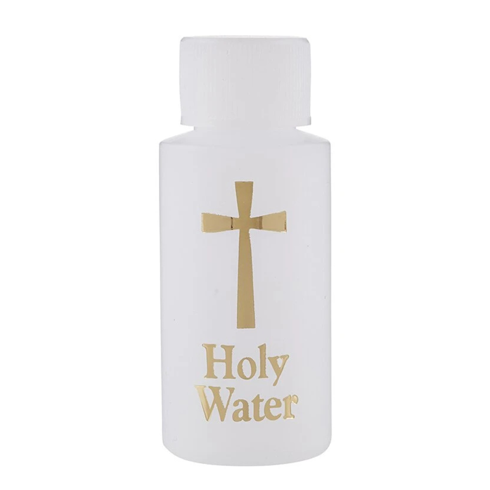Holy Water Bottle with Gold Lettering