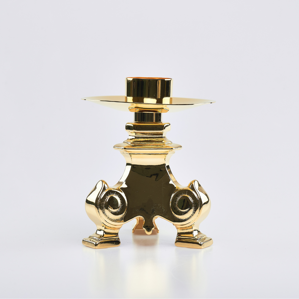 Single Altar Candlestick Baroque Base