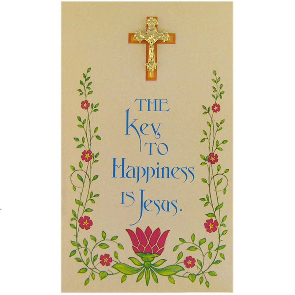 Gold Crucifix Lapel Pin on Prayer Card
