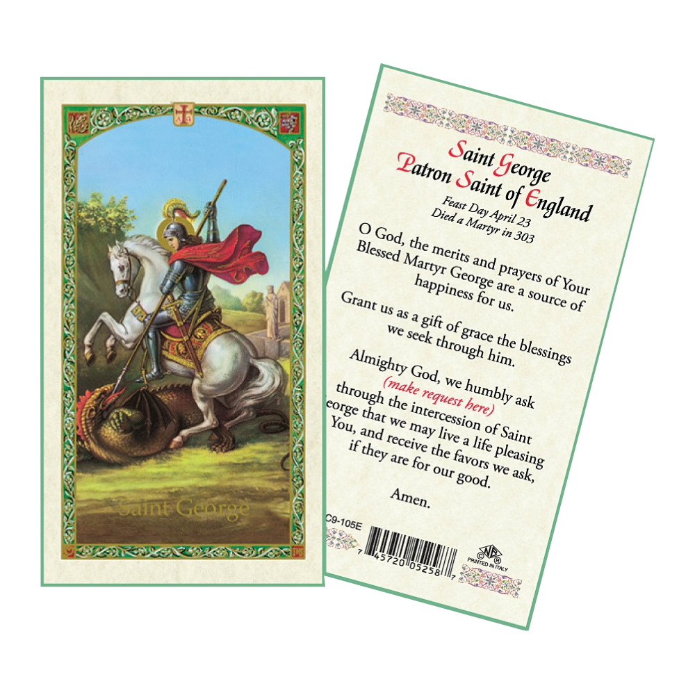 St George Patron Saint Prayer Card