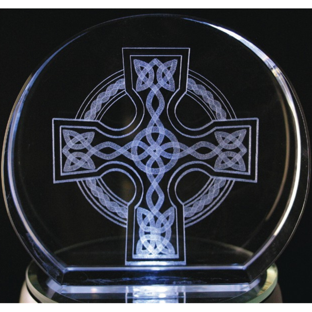 Laser Engraved Crystal Celtic Cross