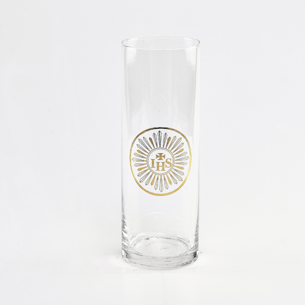 Clear Sanctuary Glass with Gold IHS Emblem