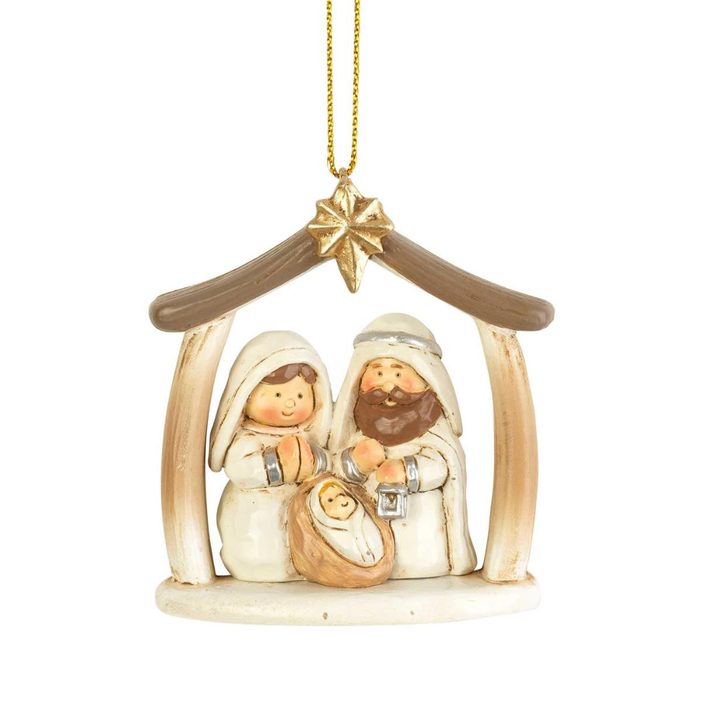 Holy Family In Creche Hanging Ornament