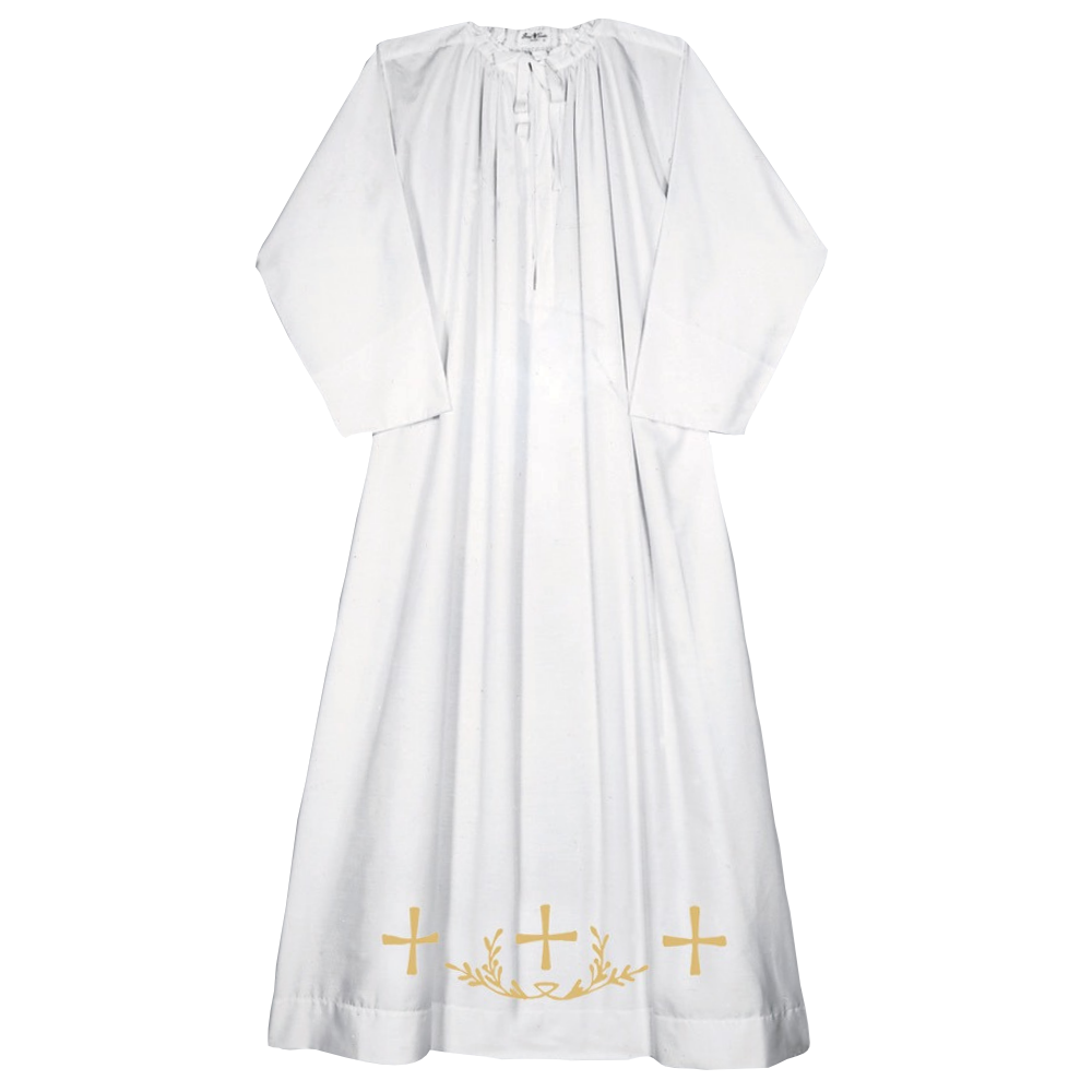 Traditional Alb with Gold Laminette Embroidery