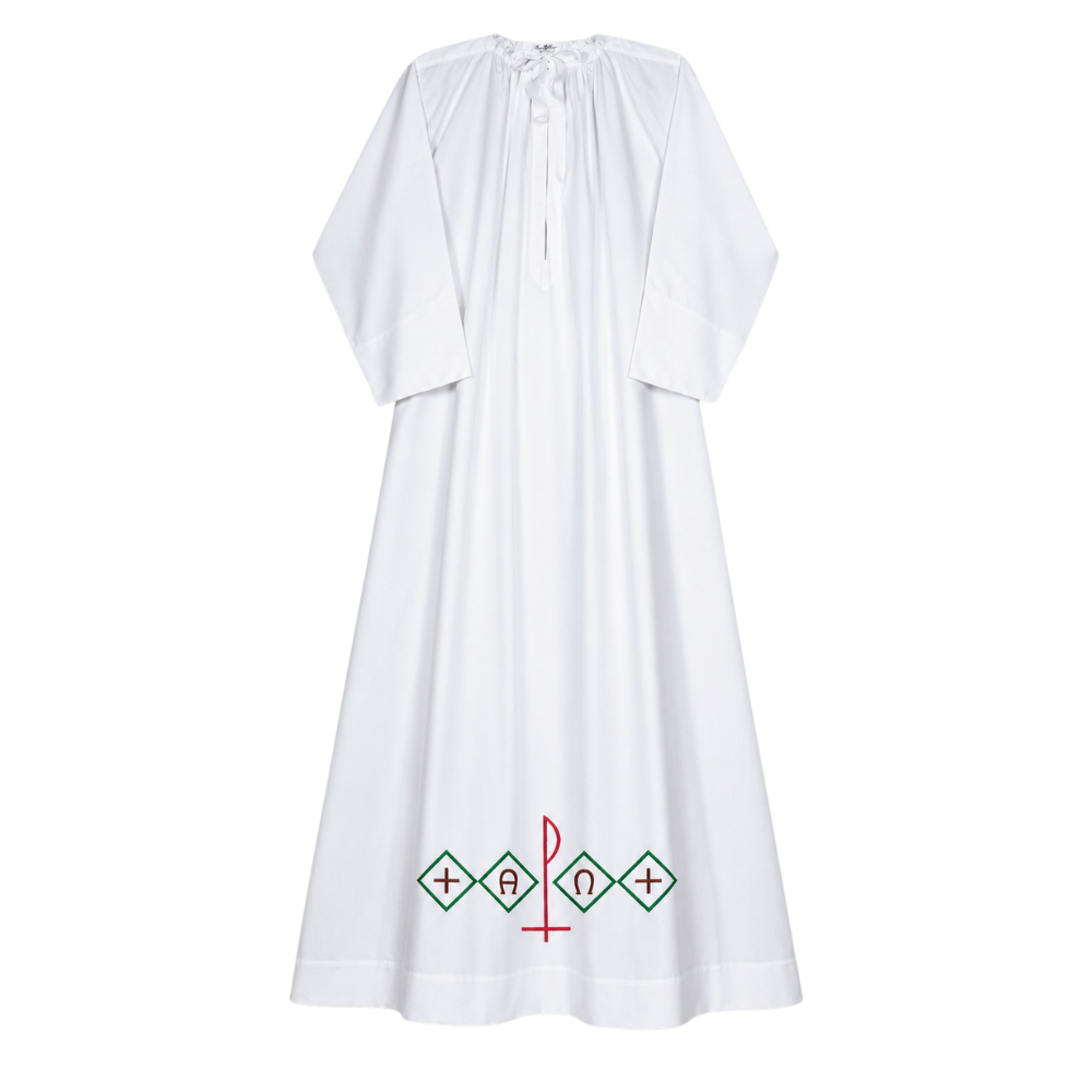 Traditional Alb with Multicolour Chi Rho Embroidery