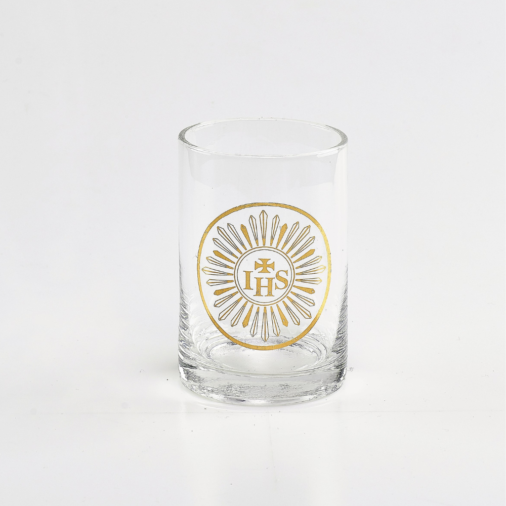 Small Clear Sanctuary Glass with Gold IHS Emblem